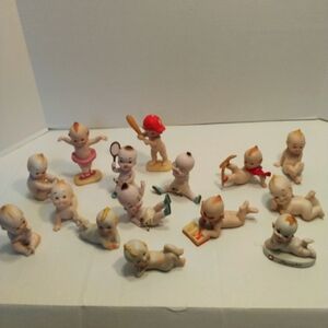 Set of Vintage Style Baby Figurines Kewpi Bisque Thailand Lot Of 14